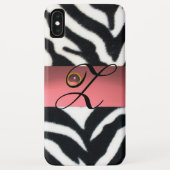 COQUES Case-Mate iPhone MONOGRAMME BLACK ZEBRA FUR ROSE GEM, (Dos)