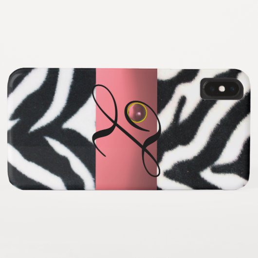 COQUES Case-Mate iPhone MONOGRAMME BLACK ZEBRA FUR ROSE GEM, (Dos (Horizontal))
