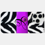 COQUES Case-Mate iPhone MONOGRAMME BLACK ZEBRA FUR VIOLET PURPLE GEM, (Verso (horizontal))
