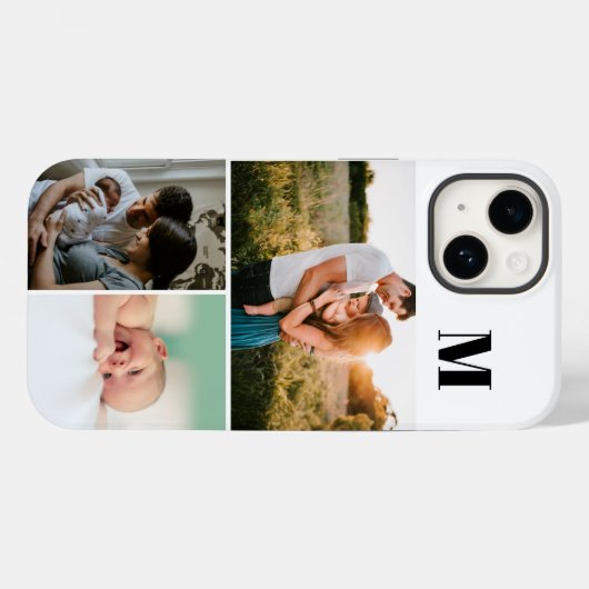 Coques Case-Mate iPhone Monogramme blanc 3 Collage photo (Verso (horizontal))