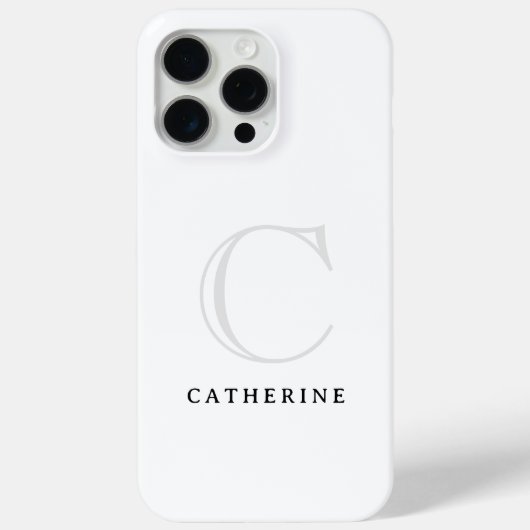 Coques Case-Mate iPhone Monogramme blanc classique simple Coque-mat (Verso)