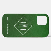 Coques Case-Mate iPhone Monogramme blanc cuir vert Faux Personnalisé (Verso (horizontal))