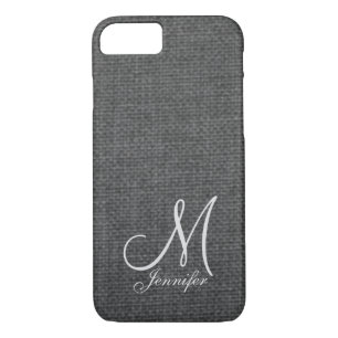 Coque Case-Mate Pour iPhone Monogramme blanc de toile gris-foncé