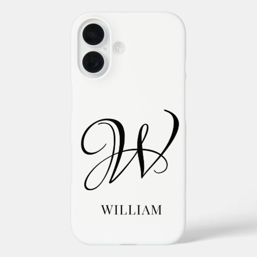 Coques Case-Mate iPhone Monogramme blanc élégant et personnalisé initial (Verso)