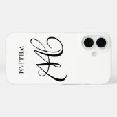 Coques Case-Mate iPhone Monogramme blanc élégant et personnalisé initial (Verso (horizontal))