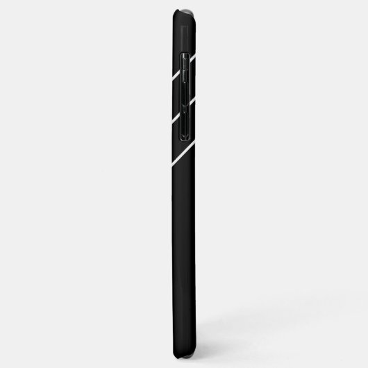 Coques Case-Mate iPhone Monogramme blanc en cercle, lignes diagonales noir (Dos/Gauche)