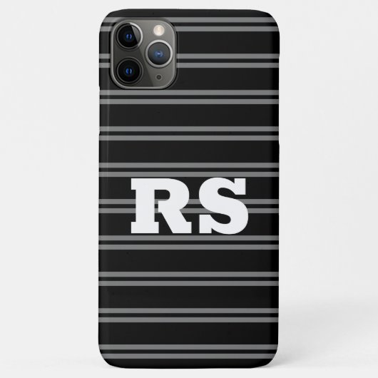 Coques Case-Mate iPhone Monogramme blanc gras, lignes grises sur noir (Dos)