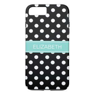 Etui iPhone Case-Mate Monogramme blanc noir de nom de turquoise du pois