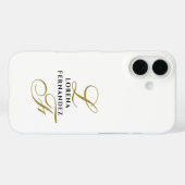 Coques Case-Mate iPhone Monogramme Blanc Or Noir Élégant Minimaliste Chic (Verso (horizontal))