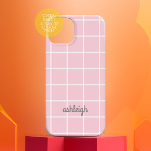 Coques iPhone 16 Monogramme blanc Plat blanc rose doux rétro