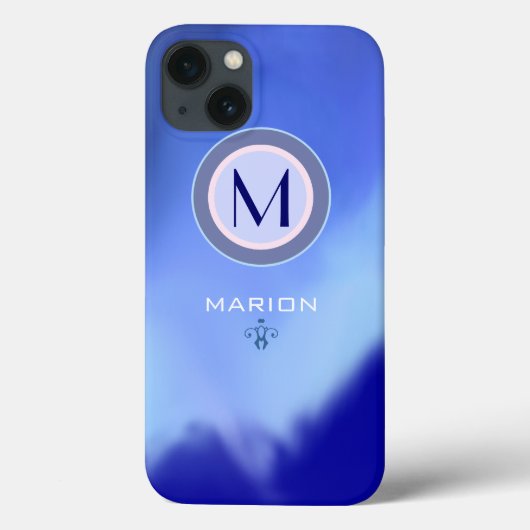 Coques Case-Mate iPhone monogramme bleu (Verso)