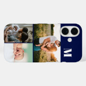 Coques Case-Mate iPhone Monogramme bleu 3 Collage photo (Verso (horizontal))