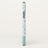 Coques Case-Mate iPhone Monogramme bleu blanc Damas (Dos/Droite)