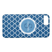 Coques Case-Mate iPhone Monogramme bleu blanc moderne géométrique (Dos (Horizontal))