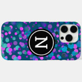 Coques Case-Mate iPhone Monogramme bleu brillant confetti pourpre points s (Verso (horizontal))