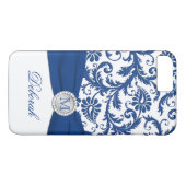 Coques Case-Mate iPhone Monogramme bleu, caisse blanche de l'iPhone 7 de (Dos (Horizontal))