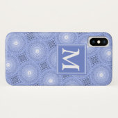 Coques Case-Mate iPhone Monogramme bleu cercles motif (Dos (Horizontal))