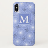 Coques Case-Mate iPhone Monogramme bleu cercles motif (Dos)