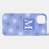 Coques Case-Mate iPhone Monogramme bleu cercles motif Coque-Mate iPhone ca (Verso (horizontal))