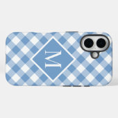Coques Case-Mate iPhone Monogramme Bleu clair En vichy (Verso (horizontal))
