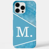 Coques Case-Mate iPhone Monogramme bleu clair moderne (Verso)