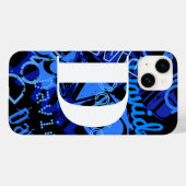 Coques Case-Mate iPhone Monogramme bleu créatif (Verso (horizontal))
