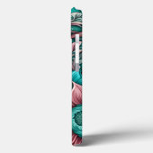 Coques Case-Mate iPhone Monogramme, Bleu cyan, Rouge, Fleurs lunaires (Verso / Gauche)