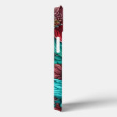 Coques Case-Mate iPhone Monogramme, Bleu cyan, Rouge, Fleurs lunaires (Verso / Droite)