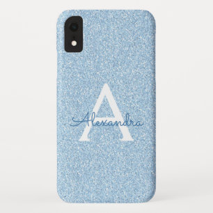 Case-Mate iPhone Case Monogramme bleu de parties scintillantes et