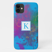 Coques Case-Mate iPhone Monogramme Bleu De Peinture Abstraite (Dos)