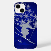Coques Case-Mate iPhone Monogramme bleu de ski de descente (Verso)