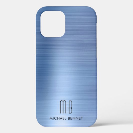 Coques Case-Mate iPhone Monogramme Bleu Élégant (Verso)