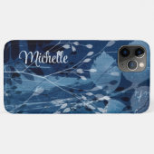 Coques Case-Mate iPhone Monogramme bleu et blanc aquarelle botanique (Dos (Horizontal))