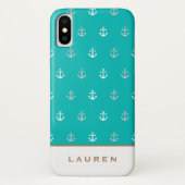 Coques Case-Mate iPhone Monogramme Bleu Et Blanc Préppy Nautique (Dos)