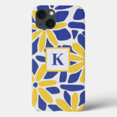 Coques Case-Mate iPhone Monogramme bleu et jaune (Verso)