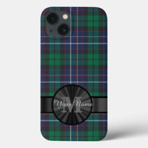 Etui iPhone Case-Mate monogramme bleu et vert tartan plaid