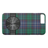 Coques Case-Mate iPhone monogramme bleu et vert tartan plaid (Dos (Horizontal))