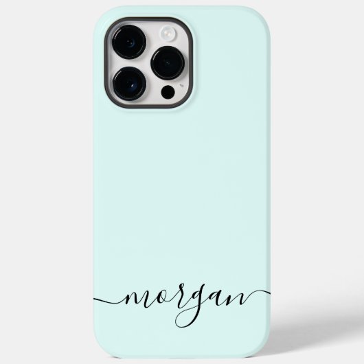 Coques Case-Mate iPhone Monogramme Bleu Fille Script moderne personnalisé (Verso)