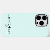 Coques Case-Mate iPhone Monogramme Bleu Fille Script moderne personnalisé (Verso (horizontal))