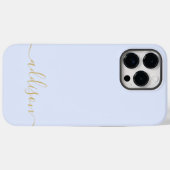 Coques Case-Mate iPhone Monogramme Bleu Fille Script moderne personnalisé (Verso (horizontal))