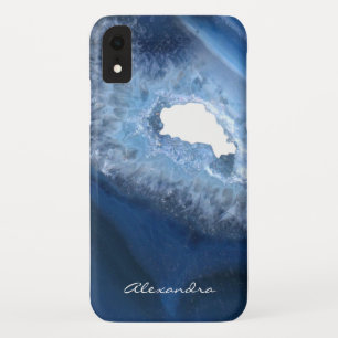 Case-Mate iPhone Case Monogramme bleu-foncé de Geode d'agate