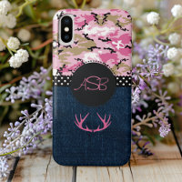 Monogramme bleu foncé Jeans rose Antler mignon Cam