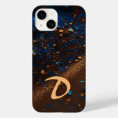 Coques Case-Mate iPhone Monogramme bleu foncé sable Brown (Verso)