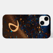 Coques Case-Mate iPhone Monogramme bleu foncé sable Brown (Verso (horizontal))