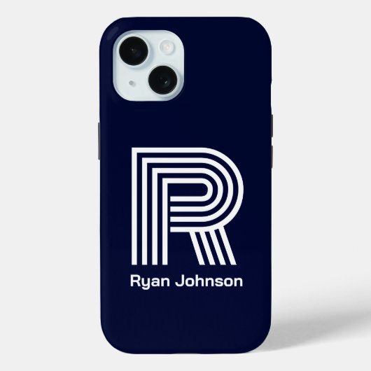 Coques Case-Mate iPhone Monogramme bleu marine (Verso)