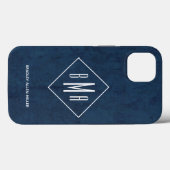 Coques Case-Mate iPhone Monogramme bleu marine (Verso (horizontal))