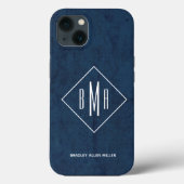 Coques Case-Mate iPhone Monogramme bleu marine (Verso)