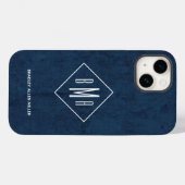 Coques Case-Mate iPhone Monogramme bleu marine (Verso (horizontal))