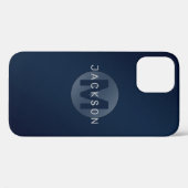 Coques Case-Mate iPhone Monogramme bleu marine moderne simple personnalisé (Verso (horizontal))