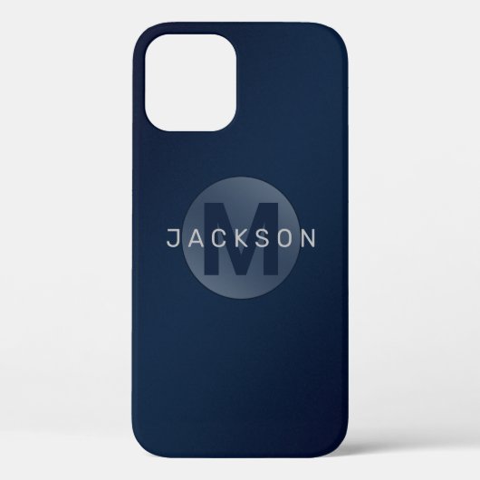 Coques Case-Mate iPhone Monogramme bleu marine moderne simple personnalisé (Verso)